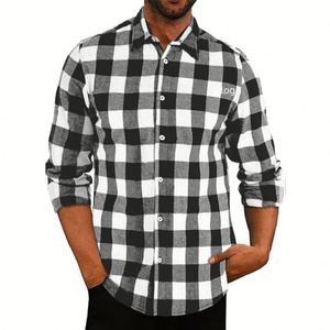 Camiseta a cuadros de manga larga con logotipo personalizado de alta calidad, camiseta informal de bloqueo de verano de algodón orgánico en blanco duradero y húmedo - Product Image 5
