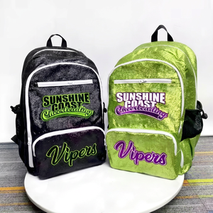 Sac à dos tendance en polyester pailleté avec logo brodé sur le devant, nom personnalisé du coach, sacs pour équipes de cheerleading et de danse pour enfants - Product Image 1