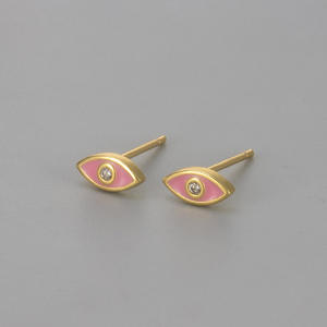 Boucles d'oreilles clous <span class=keywords><strong>Lucy</strong></span> en cuivre plaqué or 18 carats avec points <span class=keywords><strong>de</strong></span> zirconium cubique délicats, hypoallergéniques, pour femmes, bijoux pour rendez-vous galant - Product Image 4