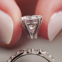 En stock : Éblouissez vos clients avec l'ensemble de bagues en moissanite argentée magnétique Shanks – Échantillon de présentoir pour créateur de bagues de fiançailles personnalisées