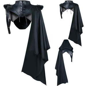 Chal de Manga Única para Hombres Adultos Caballero Gótico Asesino Armadura Medieval Capa Vikinga Capas con Capucha de Pirata Disfraces de Cosplay Anime - Product Image 1