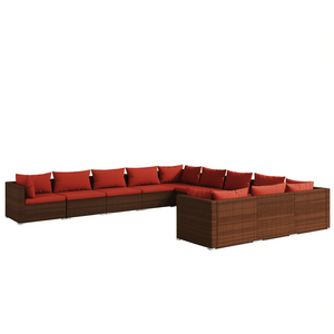 Ensemble de salon de jardin marron 10 places, mobilier d'extérieur contemporain résistant aux intempéries - Product Image 1