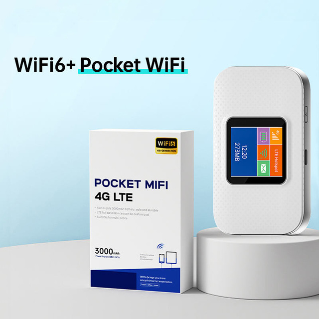 New Portable WiFi 6 1.44inch LCD Display Unlocked Mobile Pocket Router SIM Card Slot 300Mbps Firewall WPA2 Built-in Antennas