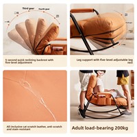 Fauteuil à bascule en métal pour balcon, maison, loisirs - Design moderne confortable, fauteuil individuel avec fonction sieste