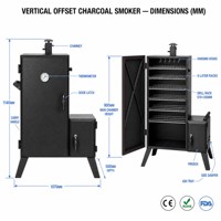 Ahumador Vertical a Gas al por Mayor de Acero Inoxidable con Múltiples Rejillas y Doble Quemador para Exteriores, Barbacoa, Logotipo Personalizado OEM