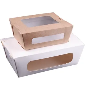 Hot Popular Customized Packaging Boxes Takeaway Disposable Biodegradable Paper Box Salad Food Containers Wholesale From China