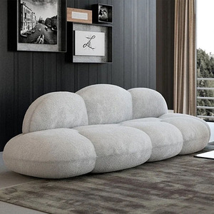 Luxury Soft Velvet White Design Couch Cloud Elegant Fabric <strong>Sofa</strong> Floor Lounge Couch Beige Lamb Boucle Fabric Cloud Shape <strong>Sofa</strong> - Product Image 3