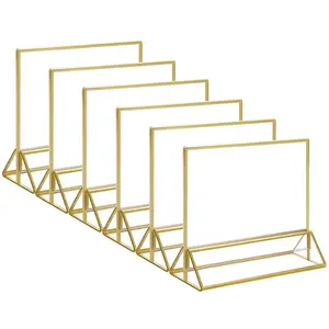 Großhandel benutzer definierte doppelseitige Rahmen Display Stand Acryl Zeichen halter mit Gold Rand