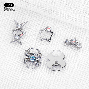 Boucles d'oreilles piercing en titane G23 F136 avec zircon étoile, bijoux géométriques tendance, accessoire cadeau - Product Image 2