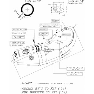 Sistema di scarico della motocicletta TT fatto a mano per il modello 50/nudo 2013 2004 12939 Yamaha BW - Product Image 2