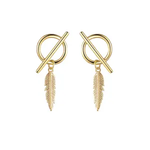 Custom Earrings Statement Earrings Women Feather Dangling Earrings 925 Silver Jewelry