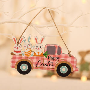 Accessori decorativi in legno UV stampati per appendere scatole in legno artigianali cartelli da parete con camion cieco vecchio cartone animato carino - Product Image 3