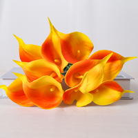 Bunga Calla Lily Buatan PU, Rangkaian Bunga Palsu, Realistis, Tahan Air, Dekorasi Meja Ruang Tamu dan Ruang Makan Modern