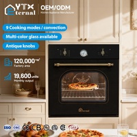 Four électrique encastrable professionnel pour la maison, 2800W, panneau en verre noir, 66L/71L, 9 fonctions, contrôle par bouton, convection