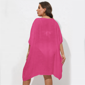 <strong>Plus</strong> <strong>Size</strong> Swim Cover up Ladies Summer Crochet Hollow Out Sun Beach Skirts <strong>Kimono</strong> Cover up Beach Dress with 11 Colors - Product Image 4