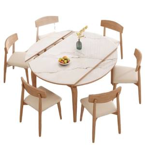 Table à manger carrée moderne européenne ensemble de chaises en bois massif avec <span class=keywords><strong>plaque</strong></span> de roche <span class=keywords><strong>pour</strong></span> la maison petit appartement comprend une cuisinière à <span class=keywords><strong>induction</strong></span> - Product Image 5