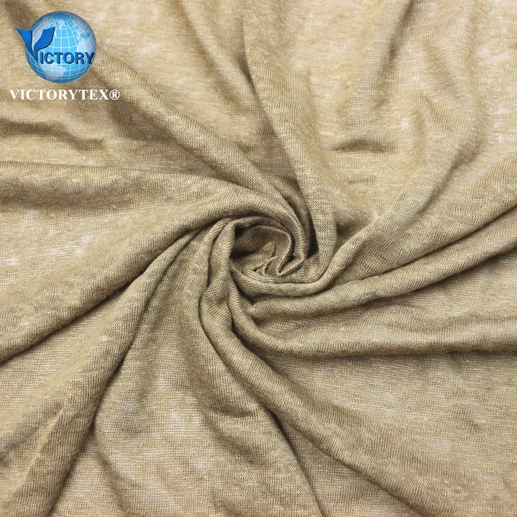 Tela de vestido de lino de tejido, tejido de punto de corte seco, con aguja gruesa, Jersey individual, tela de lino de fibra orgánica para ropa, camiseta