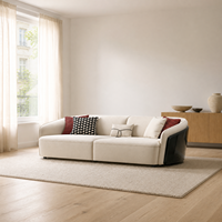 Canapé Chesterfield Courbé de Luxe Modulaire, Ensemble de Meubles de Salon Modernes, Pieds en Bois, Tissu, Idéal Hôtels et Villas - Vente Chaude