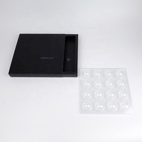 Emballage de tiroir en papier froissé, boîte-cadeau avec inserts en plastique pour chocolat, 16 trous, pièces