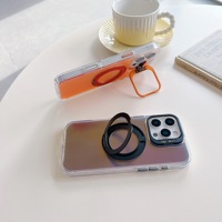 Étui de téléphone portable de couleurs dégradées de luxe pour iPhone 17 Pro Max avec couvercle de téléphone laser porte-objectif avec béquille à rotation à 360 °