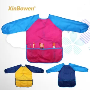 Xinbowen — tablier étanche à manches longues et trois poches, blouse de dessin pour enfants, style Smock artistique, disponible en taille S