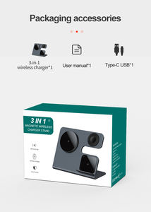 Produits innovants 2025 Chargeurs multifonctionnels 3 en 1 Attraction magnétique Chargeur sans fil 15W Support de station de bureau rapide - Product Image 6