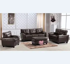 Amerikaanse Stijl China Goedkope 1 + 2 + 3 Lederen Sofa Set