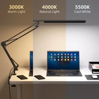 Lampe de bureau LED en métal pliable avec interrupteur à bouton, AC 95CRI, luminosité/couleur réglables, protection des yeux, écologique, à intensité variable pour chambre à coucher
