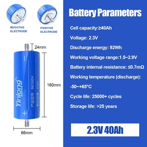 แบตเตอรี่ลิเธียมไททาเนต KIM แบบชาร์จได้ 2.3V 40Ah อายุการใช้งาน 25000+ รอบการใช้งาน อุณหภู<span class=keywords><strong>ม</strong></span>ิใช้งาน -50~65 องศาเซลเซียส สำหรับระบบกักเก็บพลังงาน - Product Image 5
