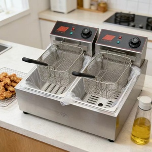Friteuse professionnelle à double cuve de 12 L, <span class=keywords><strong>machine</strong></span> à frire électrique robuste avec paniers amovibles pour frites et poulet - Product Image 6