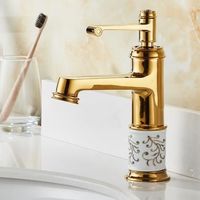 Robinet de salle de bain en laiton antique européen classique de luxe avec mélangeur d'eau chaude/froide à débit contrôlé et noyau de valve en céramique