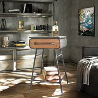 Petite table d'appoint au design antique avec panneau de tiroir de rangement Meubles de style en bois pour la maison Salon Tables basses