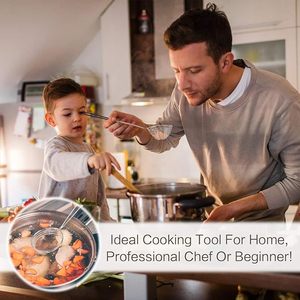 مقشدة متينة من أسلاك الفولاذ المقاوم للصدأ مع فلتر شبكي رفيع ، أداة مطبخ مقاومة للحرارة مع خطاف للقلي والتفريز - Product Image 4