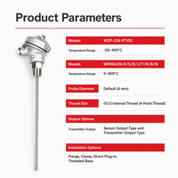 Sonde en acier inoxydable blindée ODM WZP-236 à résistance thermique 6 * 300/500/1000 mm -100~400 ℃   Capteur de température PT100