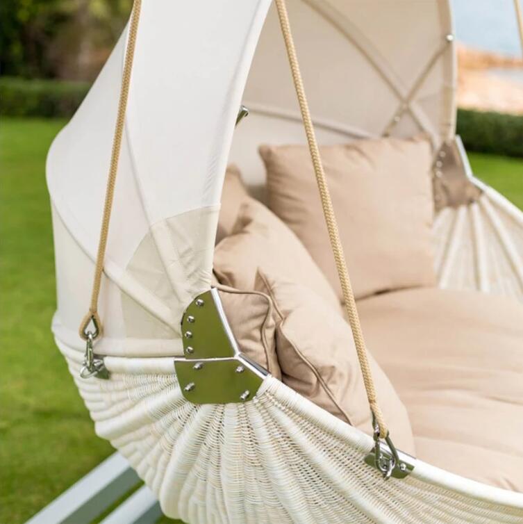 Laneetal Sedia Sospesa a Uovo con Supporto, Poltrona Sospesa con Cuscino e Poggiatesta, Portata 150 kg, Rattan PE, Struttura in Metallo, per Giardino Patio Balcone Terrazza, Grigio Scuro
