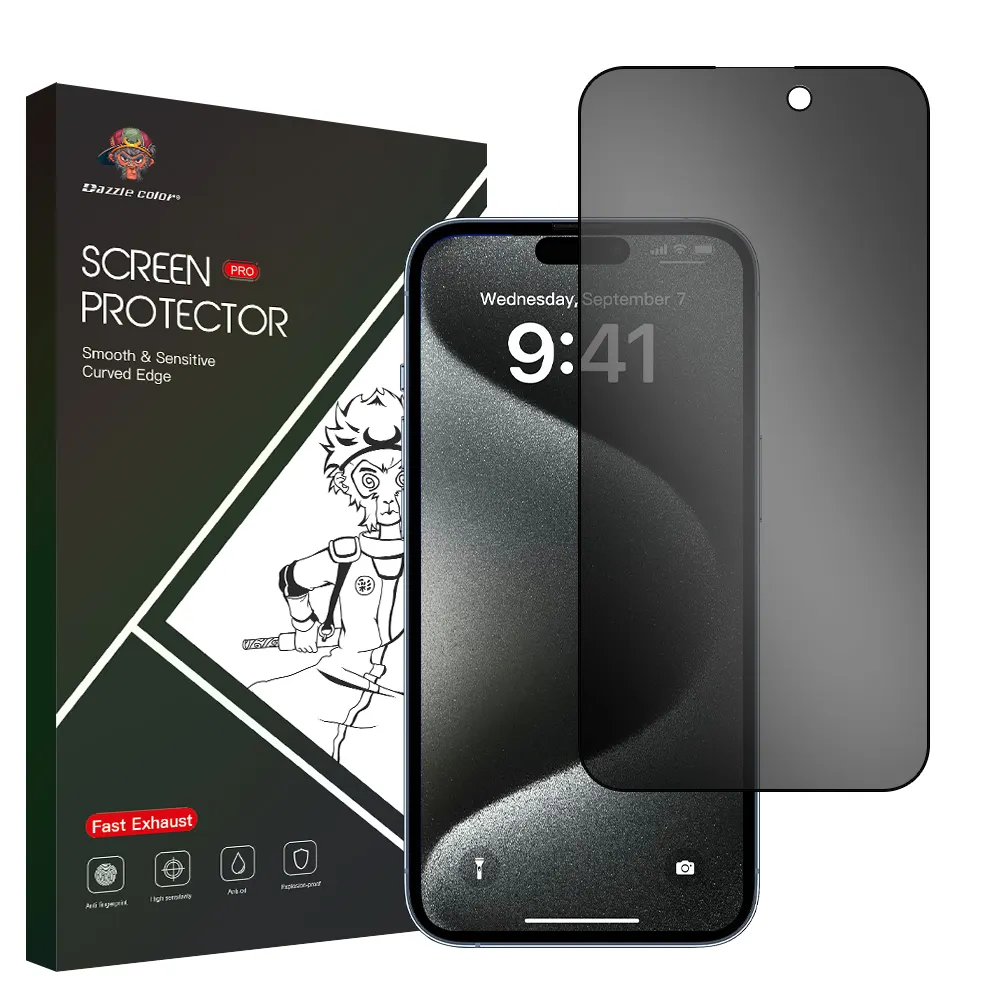 Protector de pantalla de privacidad para Iphone 15 Pro Max [6,7 pulgadas] Display 3 Pack Anti Spy Private Tempered Glass