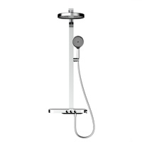 Ensemble de douche moderne et minimaliste en chrome, douche à effet pluie, pomme de douche murale de 11 pouces, étagère de rangement, salle de bain à trois fonctions