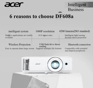 <span class=keywords><strong>Projecteur</strong></span> intelligent <span class=keywords><strong>Acer</strong></span> DF608A 1080P pour le bureau 4200  Mise en miroir d'écran sans fil Lecture directe USB, Vidéoconférence prise en charge - Product Image 6