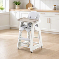 Chaise haute convertible pour bébé Vsuch, chaise haute réglable pour tout-petit avec roulettes, harnais de sécurité et plateau amovible