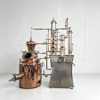 Équipement de distillation de whisky commercial 200L à chauffage vapeur, alambic en cuivre SS304 avec contrôle PLC et système de nettoyage CIP