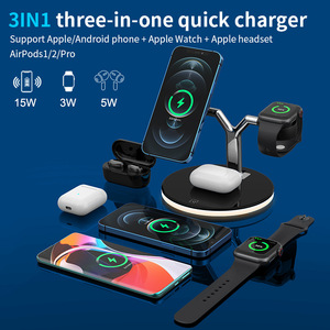 Magnetische 3-in-1 Kabellose Ladestation mit RGB-Ambientebeleuchtung, Schnell-Ladegerät und Dockingstation für <span class=keywords><strong>iPhone</strong></span> 17, Watch und Kopfhörer - Product Image 6