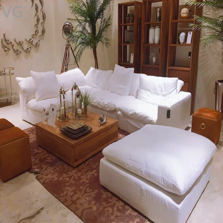 Conjunto de sofás de estilo americano en forma de U, sofá Seccional de relleno con plumón de ganso, muebles para sala de estar