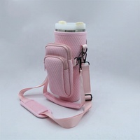 Sac de transport de bouteille d'eau isolé en néoprène durable Gobelet de 40 oz avec poche zippée et manchon de bouteille d'eau à sangle réglable