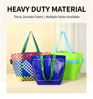 Sac tissé en polypropylène sur mesure, bicolore, avec logo jacquard, renforcé, résistant aux charges lourdes, pour l'emballage de vêtements de boutique