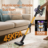 Aspirateur vertical pliable sans fil léger, personnalisé ODM/OEM, à lumière verte, pour les coins et les tapis, alimenté par batterie