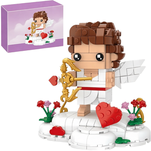 Figura de Bloques de Construcción Cupido, Ángel del Amor, Modelo de Ladrillos con Arco, Flecha, Alas, Corazón, Base de Nube, Decoración DIY para Regalo de San Valentín - Product Image 2