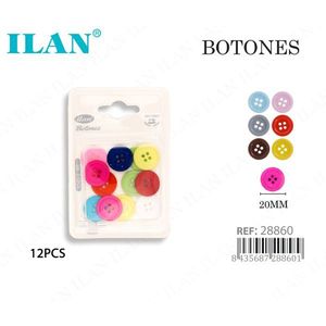 Bottoni Ilan 20mm a 4 Fori Colorati Confezione da 12 - Product Image 1