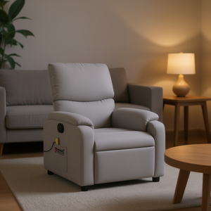 Sillón Reclinable de Masaje Yamazaki en Tela Gris Claro, Operado por Motor, Un Asiento, Diseño Contemporáneo - Product Image 2