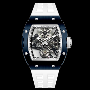 Men's Tonneau <b>Skeleton</b> Tourbillon Mechanical <b>Watch</b> 316L Stainless Steel Case FKM Fluoroelastomer Strap 5ATM Water Resistant - Product Image 5