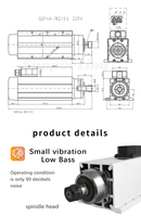 HQD poros 3,5kw 300Hz 18000rpm 220V GDF46-18Z/3.5 poros pendingin udara untuk router cnc